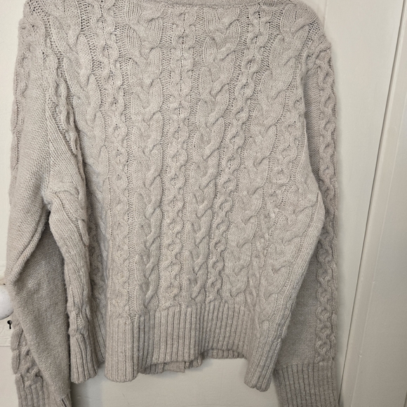 Anthropologie Maeve Light Gray Cable Knit Cardigan - Picture 3 of 5